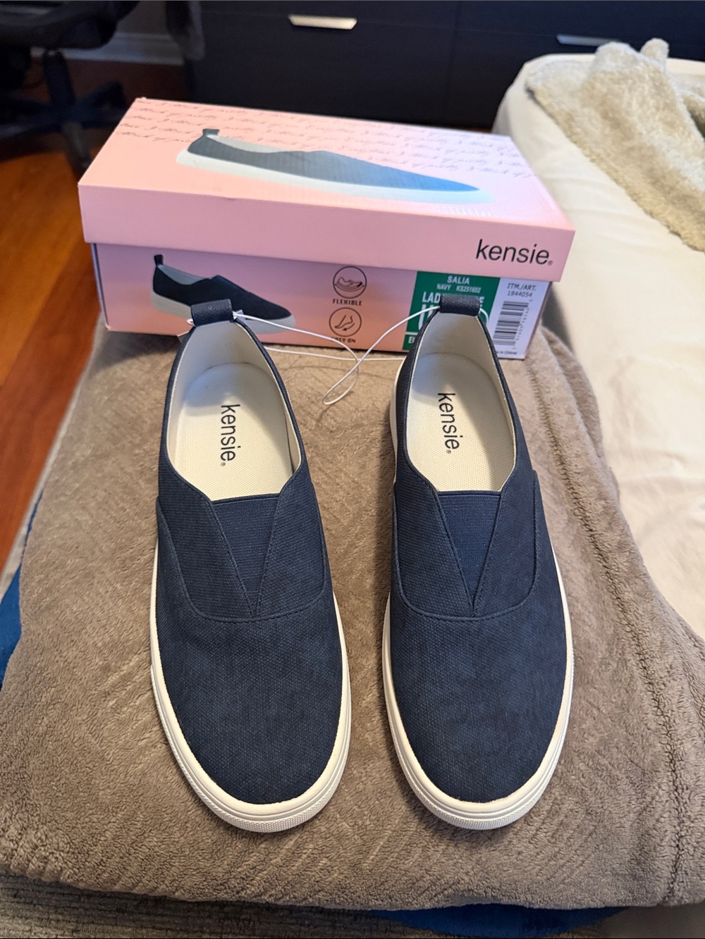 Kensie Dark Blue Canvas Slip-On Sneakers